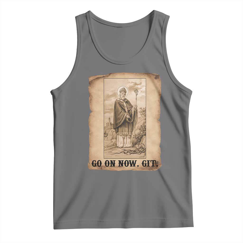 Funny Saint Patrick Irish Catholic St Patrick's Day Tank Top Go On Now Git TS14 Black Heather Print Your Wear