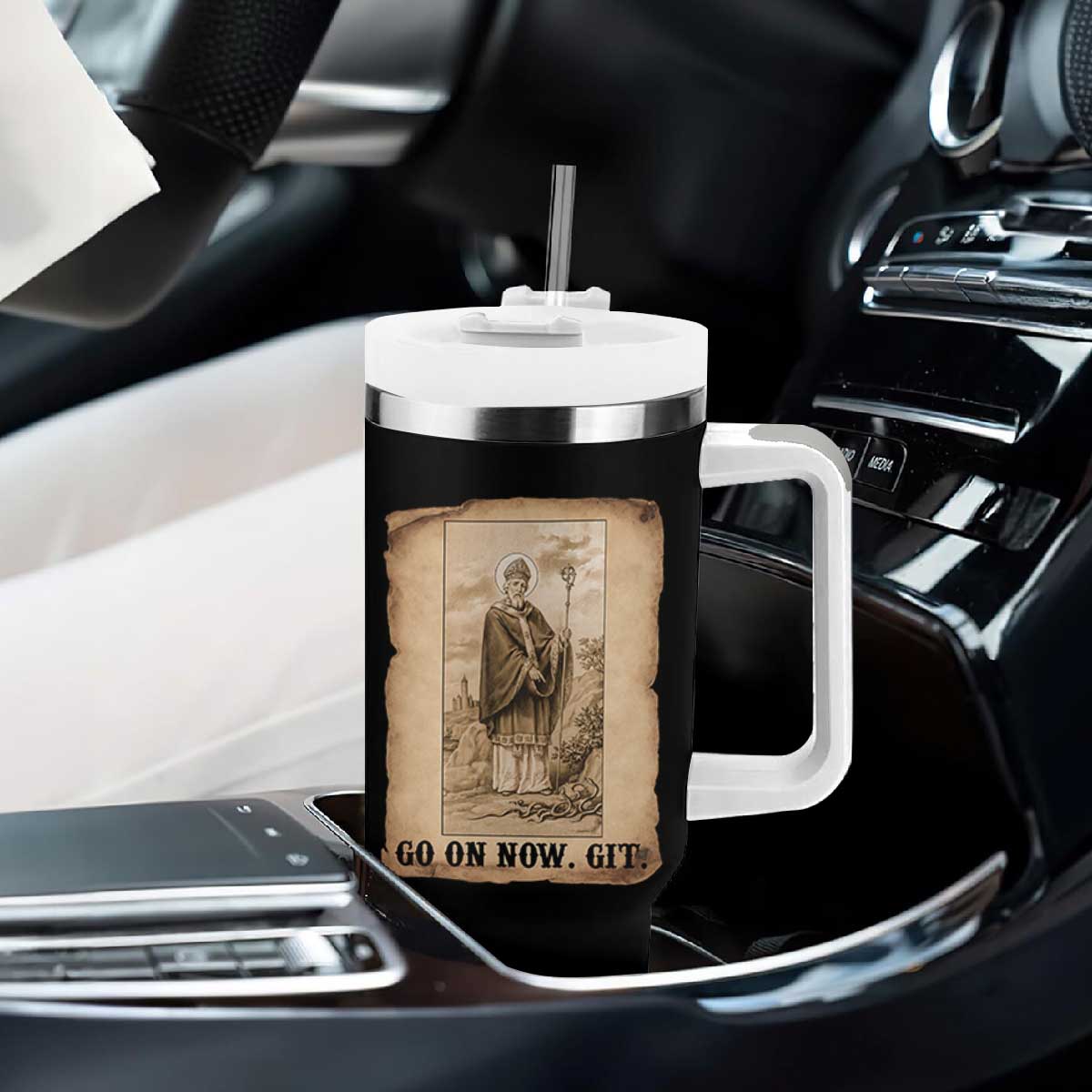 Funny Saint Patrick Irish Catholic St Patrick's Day Tumbler With Handle Go On Now Git TS14 Print Your Wear