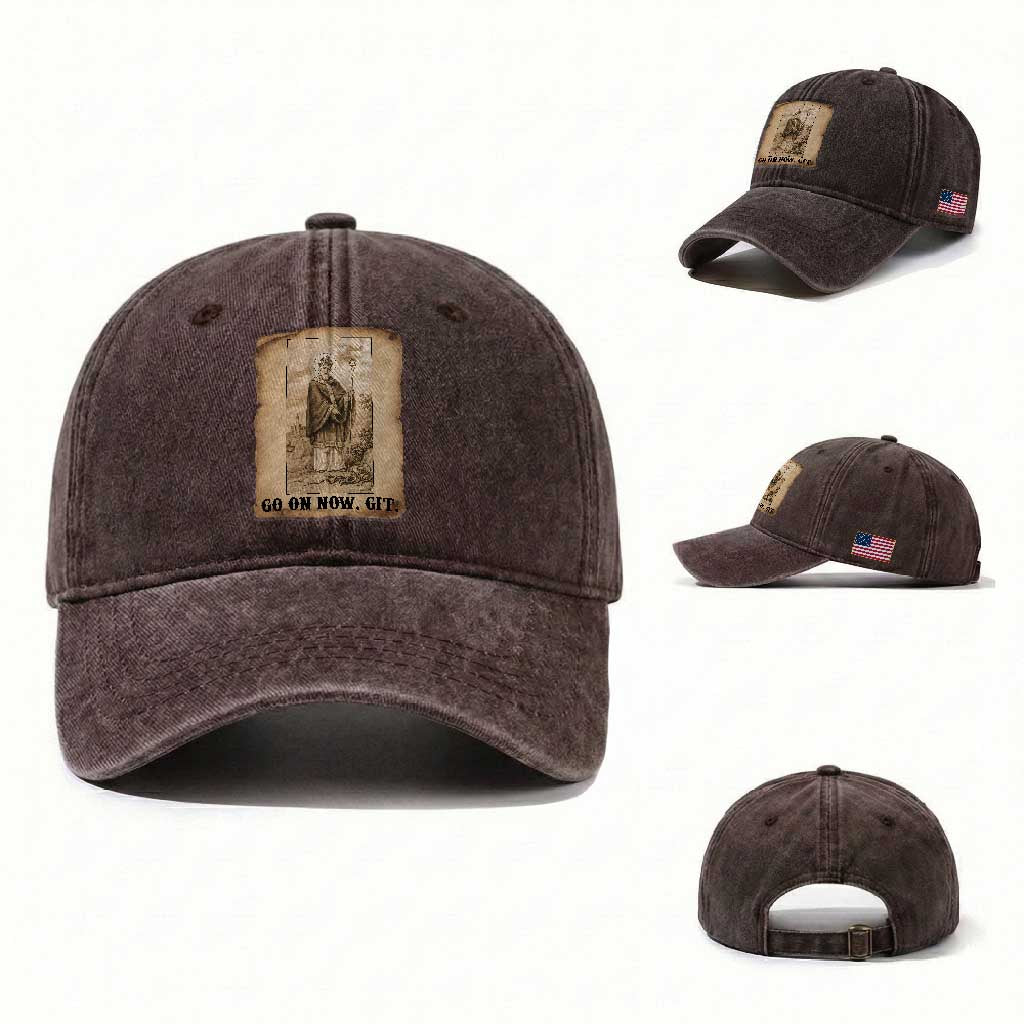 Funny Saint Patrick Irish Catholic St Patrick's Day Washed Cotton Baseball Cap Go On Now Git TS14 Washed Cap Universal Fit Dark Brown Print Your Wear