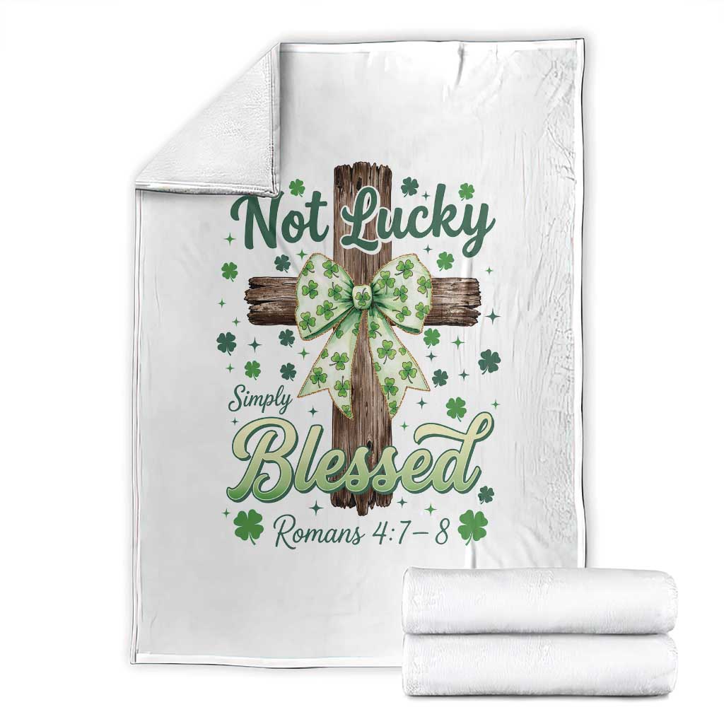 Shamrock Cross Irish St Patrick's Day Throw Blanket Not Lucky Simply Blessed TS14 White Print Your Wear