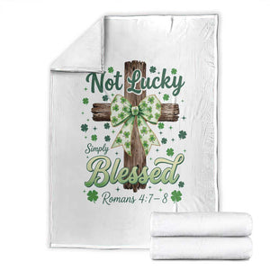 Shamrock Cross Irish St Patrick's Day Throw Blanket Not Lucky Simply Blessed TS14 White Print Your Wear