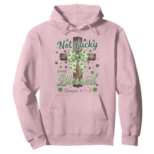 Shamrock Cross Irish St Patrick's Day Hoodie Not Lucky Simply Blessed TS14 Light Pink Print Your Wear