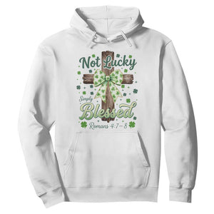 Shamrock Cross Irish St Patrick's Day Hoodie Not Lucky Simply Blessed TS14 White Print Your Wear
