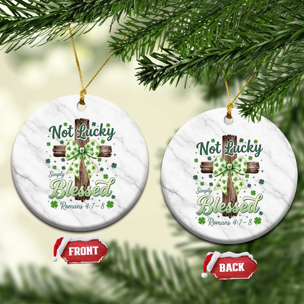 Shamrock Cross Irish St Patrick's Day Ceramic Ornament Not Lucky Simply Blessed TS14 1pc White Marble Print Your Wear