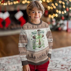 Shamrock Cross Irish St Patrick's Day Ugly Christmas Sweater Not Lucky Simply Blessed TS14 Mocha Mousse Print Your Wear