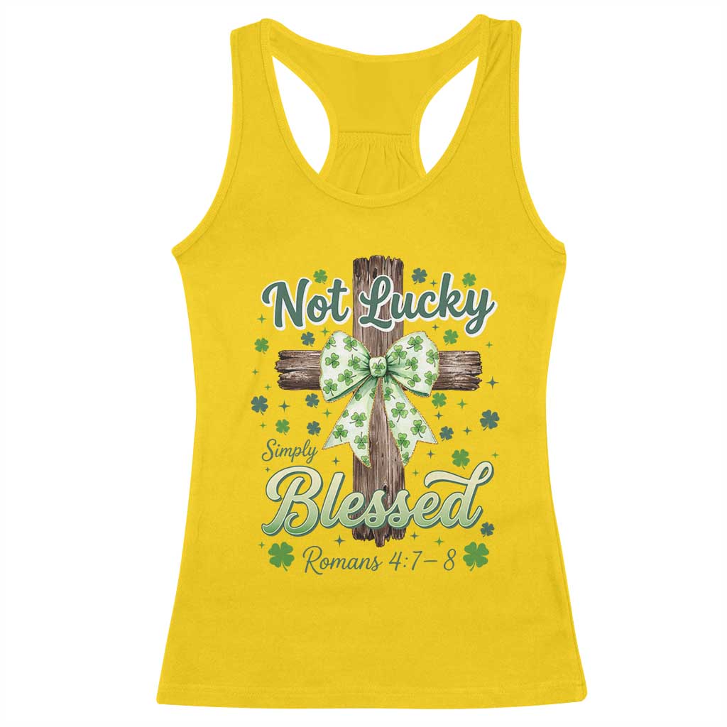 Shamrock Cross Irish St Patrick's Day Racerback Tank Top Not Lucky Simply Blessed TS14 Daisy Print Your Wear
