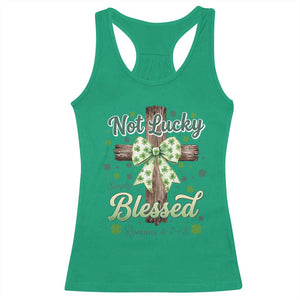 Shamrock Cross Irish St Patrick's Day Racerback Tank Top Not Lucky Simply Blessed TS14 Irish Green Print Your Wear