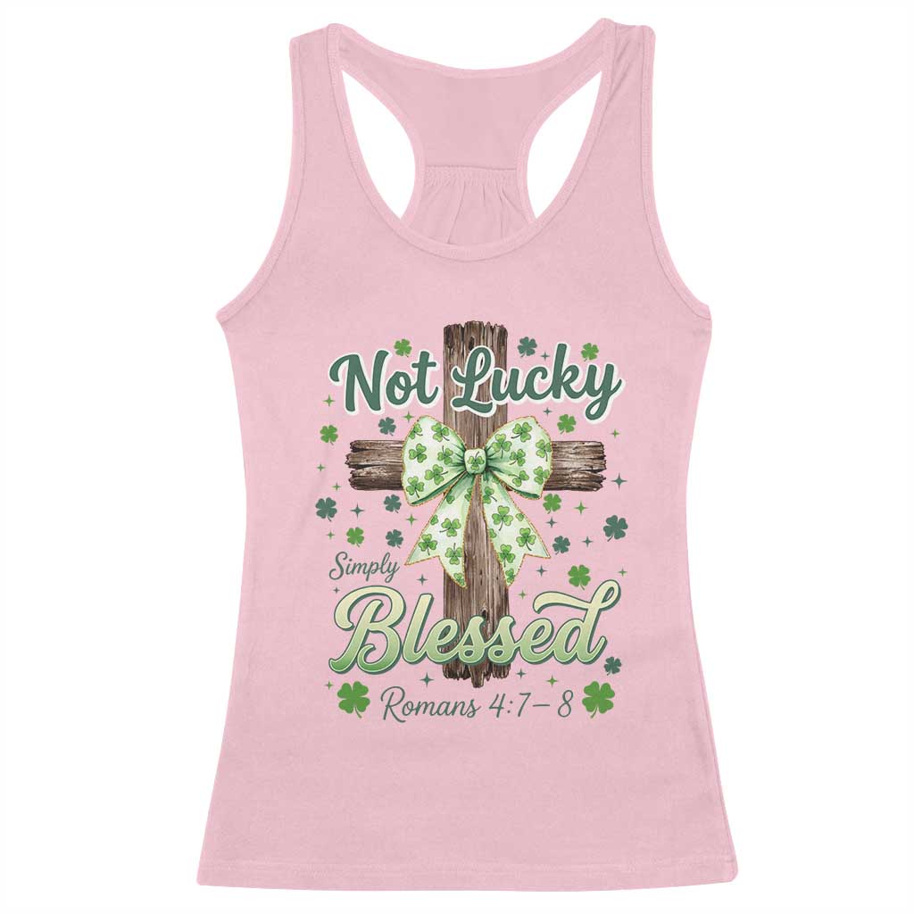 Shamrock Cross Irish St Patrick's Day Racerback Tank Top Not Lucky Simply Blessed TS14 Light Pink Print Your Wear