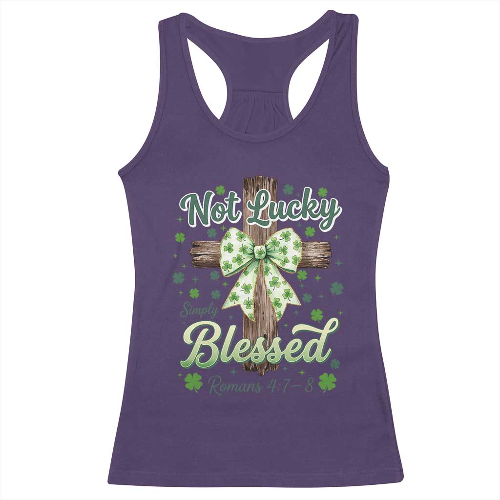 Shamrock Cross Irish St Patrick's Day Racerback Tank Top Not Lucky Simply Blessed TS14 Purple Print Your Wear