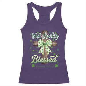 Shamrock Cross Irish St Patrick's Day Racerback Tank Top Not Lucky Simply Blessed TS14 Purple Print Your Wear