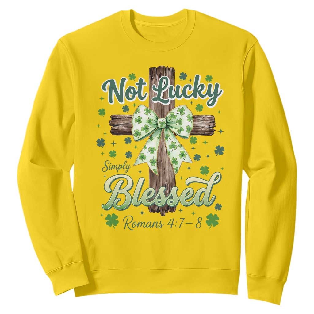 Shamrock Cross Irish St Patrick's Day Sweatshirt Not Lucky Simply Blessed TS14 Daisy Print Your Wear