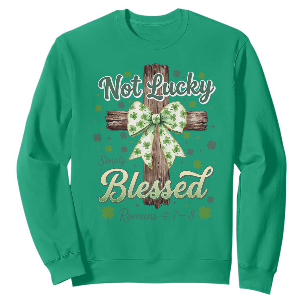 Shamrock Cross Irish St Patrick's Day Sweatshirt Not Lucky Simply Blessed TS14 Irish Green Print Your Wear