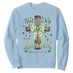 Shamrock Cross Irish St Patrick's Day Sweatshirt Not Lucky Simply Blessed TS14 Light Blue Print Your Wear