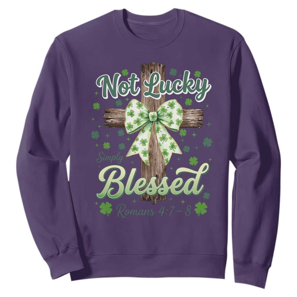 Shamrock Cross Irish St Patrick's Day Sweatshirt Not Lucky Simply Blessed TS14 Purple Print Your Wear