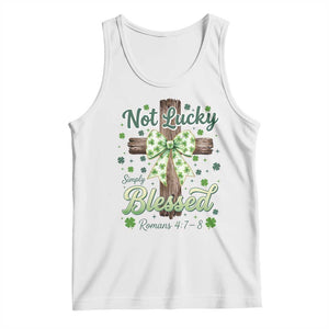 Shamrock Cross Irish St Patrick's Day Tank Top Not Lucky Simply Blessed TS14 White Print Your Wear
