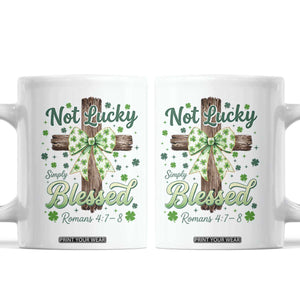 Shamrock Cross Irish St Patrick's Day Coffee Mug Not Lucky Simply Blessed TS14 White Print Your Wear