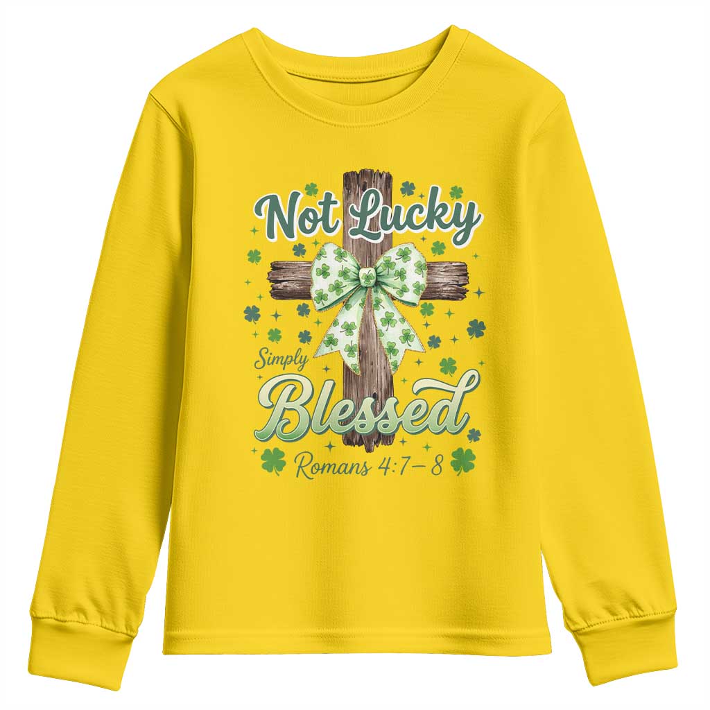 Shamrock Cross Irish St Patrick's Day Youth Sweatshirt Not Lucky Simply Blessed TS14 Daisy Print Your Wear