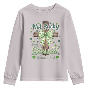 Shamrock Cross Irish St Patrick's Day Youth Sweatshirt Not Lucky Simply Blessed TS14 Ice Gray Print Your Wear