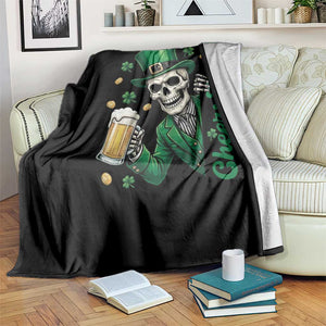 Cheers Fuckers St Patricks Day Throw Blanket Funny Skeleton Drinking Beer TS14 Print Your Wear