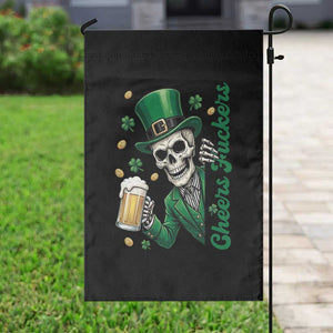 Cheers Fuckers St Patricks Day Garden Flag Funny Skeleton Drinking Beer TS14 Print Your Wear