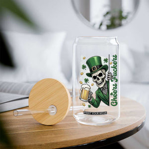 Cheers Fuckers St Patricks Day Glass Can Funny Skeleton Drinking Beer TS14 Print Your Wear