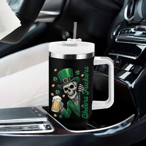 Cheers Fuckers St Patricks Day Tumbler With Handle Funny Skeleton Drinking Beer TS14 Print Your Wear
