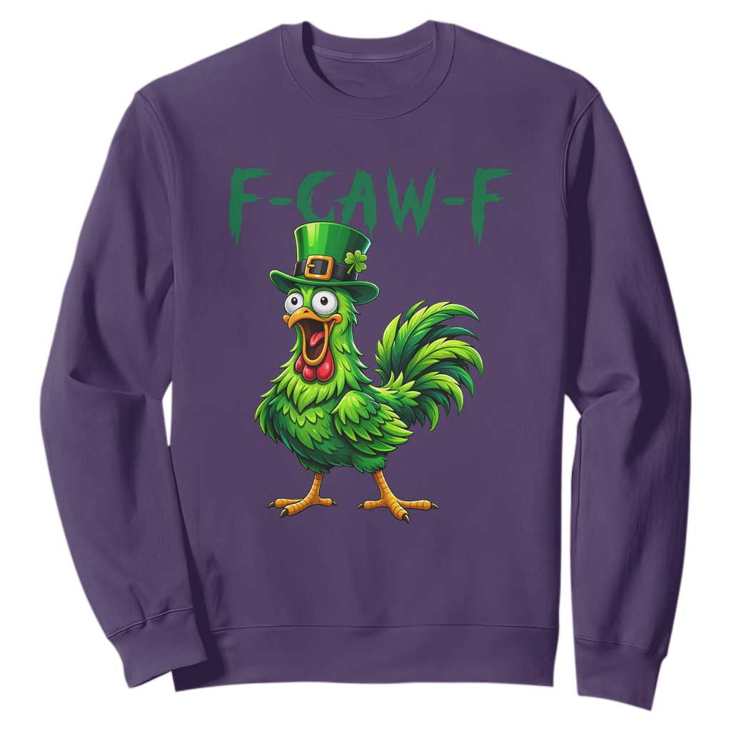 Funny St Patricks Day Lucky Chicken Sweatshirt F Caw F TS14 Purple Print Your Wear