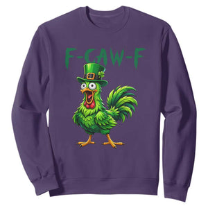 Funny St Patricks Day Lucky Chicken Sweatshirt F Caw F TS14 Purple Print Your Wear
