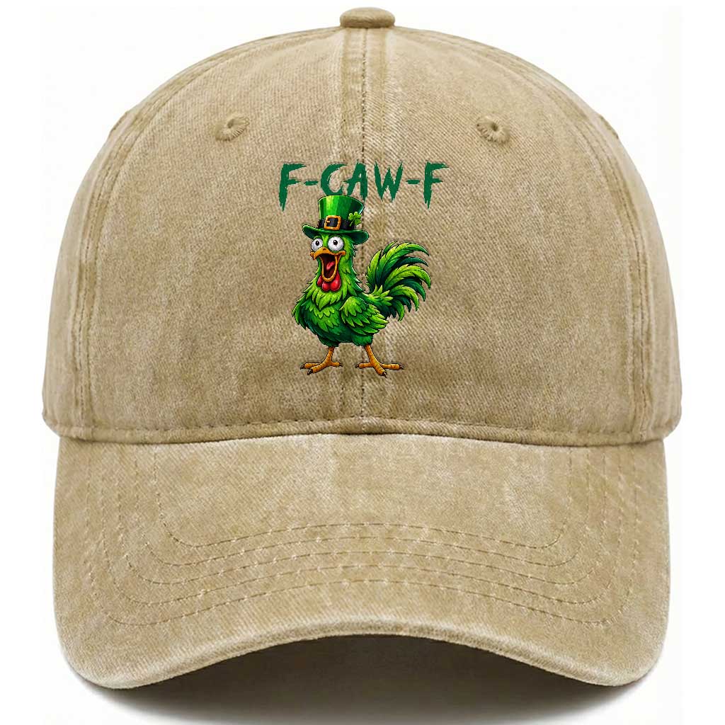 Funny St Patricks Day Lucky Chicken Washed Cotton Baseball Cap F Caw F TS14 Washed Cap Universal Fit Khaki Print Your Wear