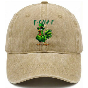 Funny St Patricks Day Lucky Chicken Washed Cotton Baseball Cap F Caw F TS14 Washed Cap Universal Fit Khaki Print Your Wear