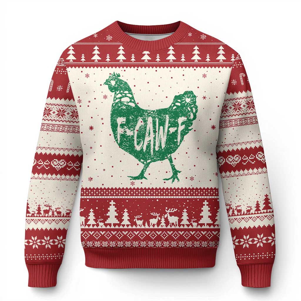 F Caw F Lucky Chicken Ugly Christmas Sweater Funny St Patricks Day TS14 Beige Red Print Your Wear