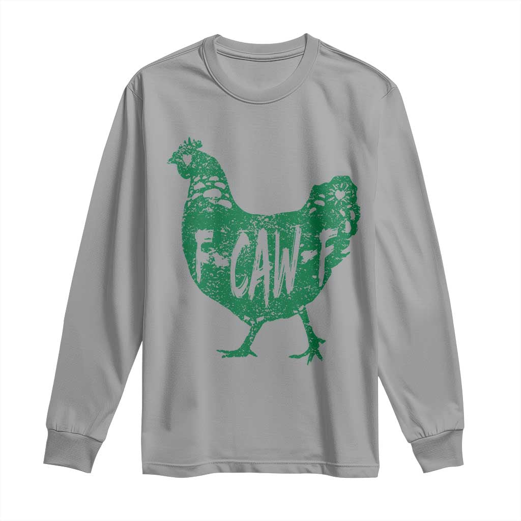 F Caw F Lucky Chicken Long Sleeve Shirt Funny St Patricks Day TS14 Sport Gray Print Your Wear
