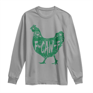F Caw F Lucky Chicken Long Sleeve Shirt Funny St Patricks Day TS14 Sport Gray Print Your Wear