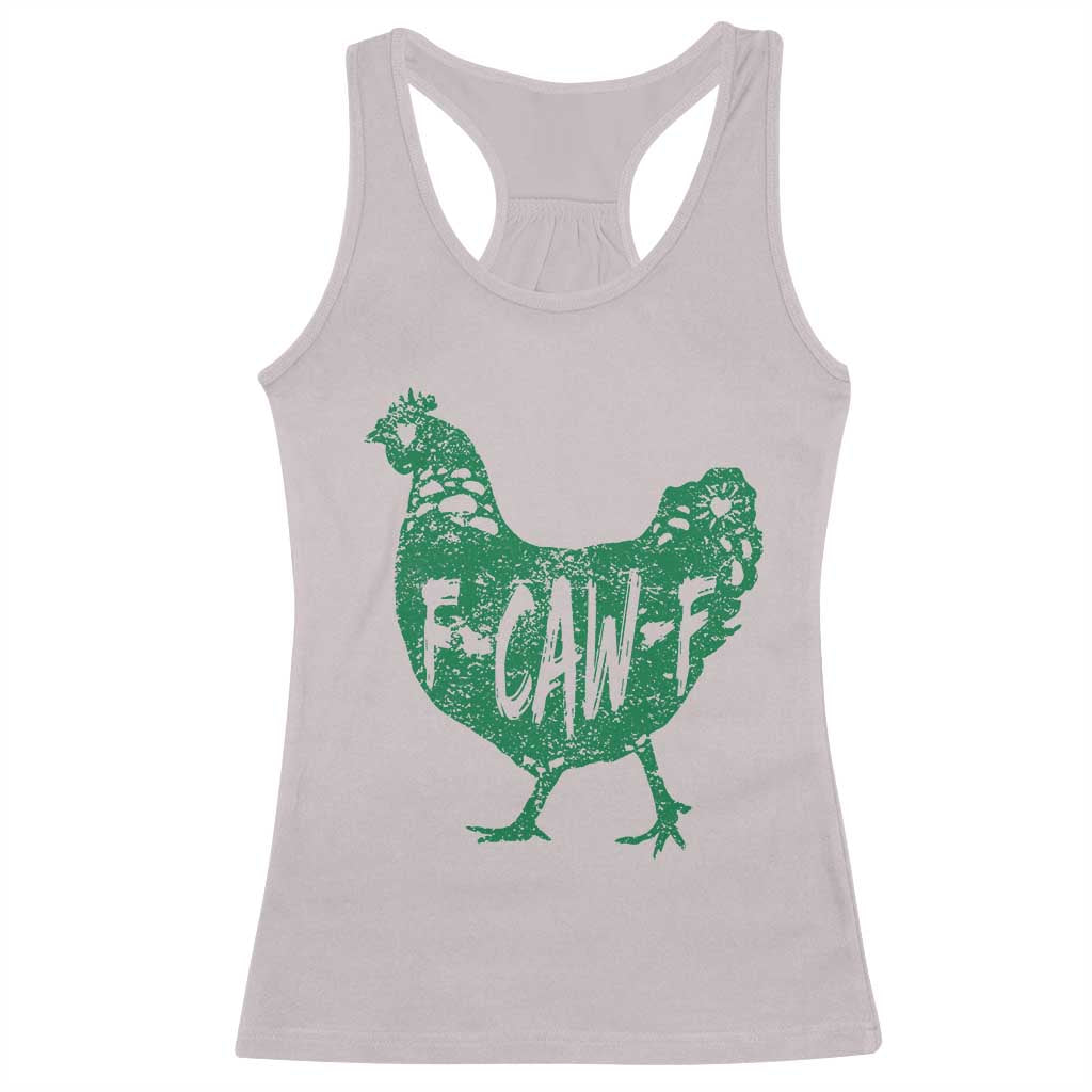 F Caw F Lucky Chicken Racerback Tank Top Funny St Patricks Day TS14 Ice Gray Print Your Wear