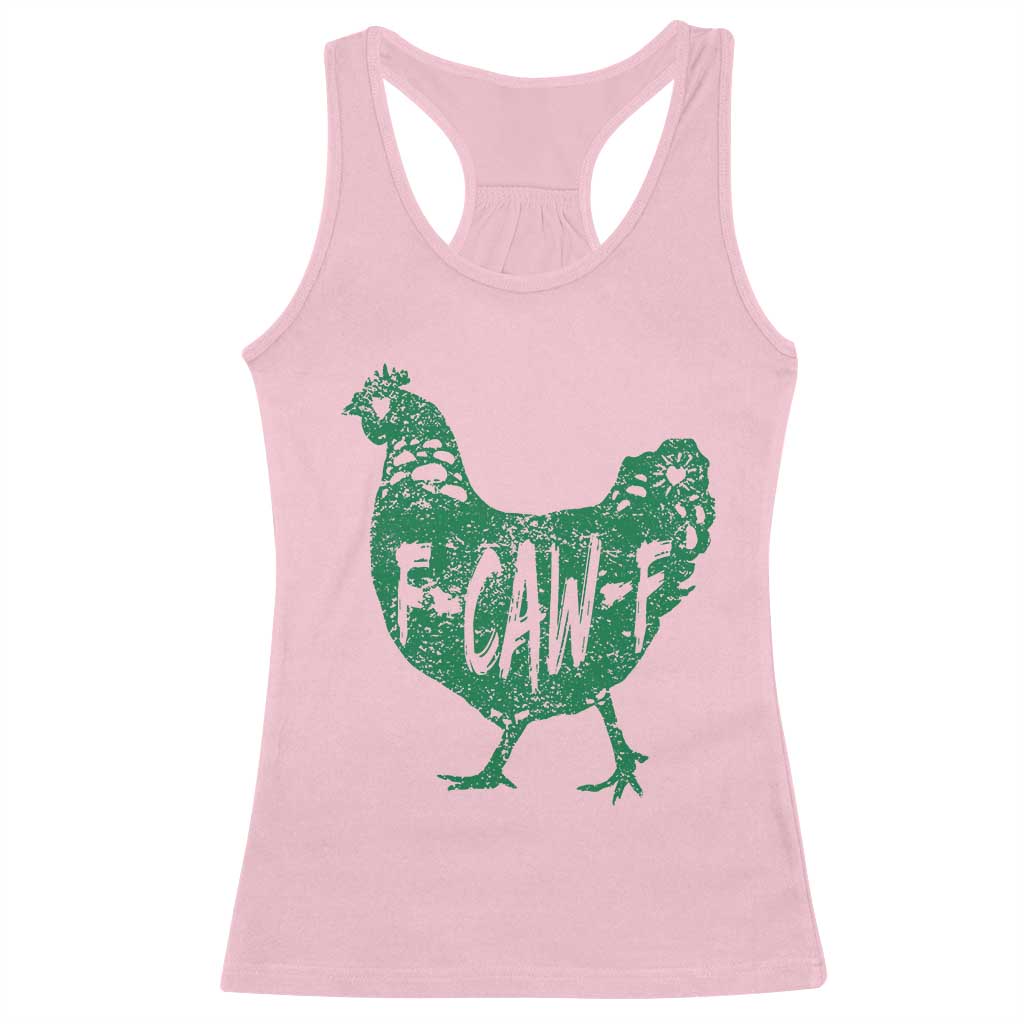F Caw F Lucky Chicken Racerback Tank Top Funny St Patricks Day TS14 Light Pink Print Your Wear