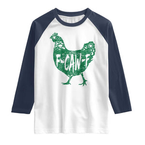 F Caw F Lucky Chicken Raglan Shirt Funny St Patricks Day TS14 White Navy Print Your Wear