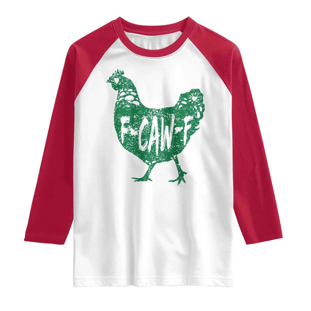 F Caw F Lucky Chicken Raglan Shirt Funny St Patricks Day TS14 White Red Print Your Wear