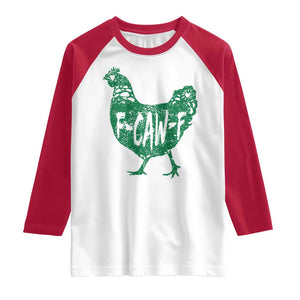 F Caw F Lucky Chicken Raglan Shirt Funny St Patricks Day TS14 White Red Print Your Wear
