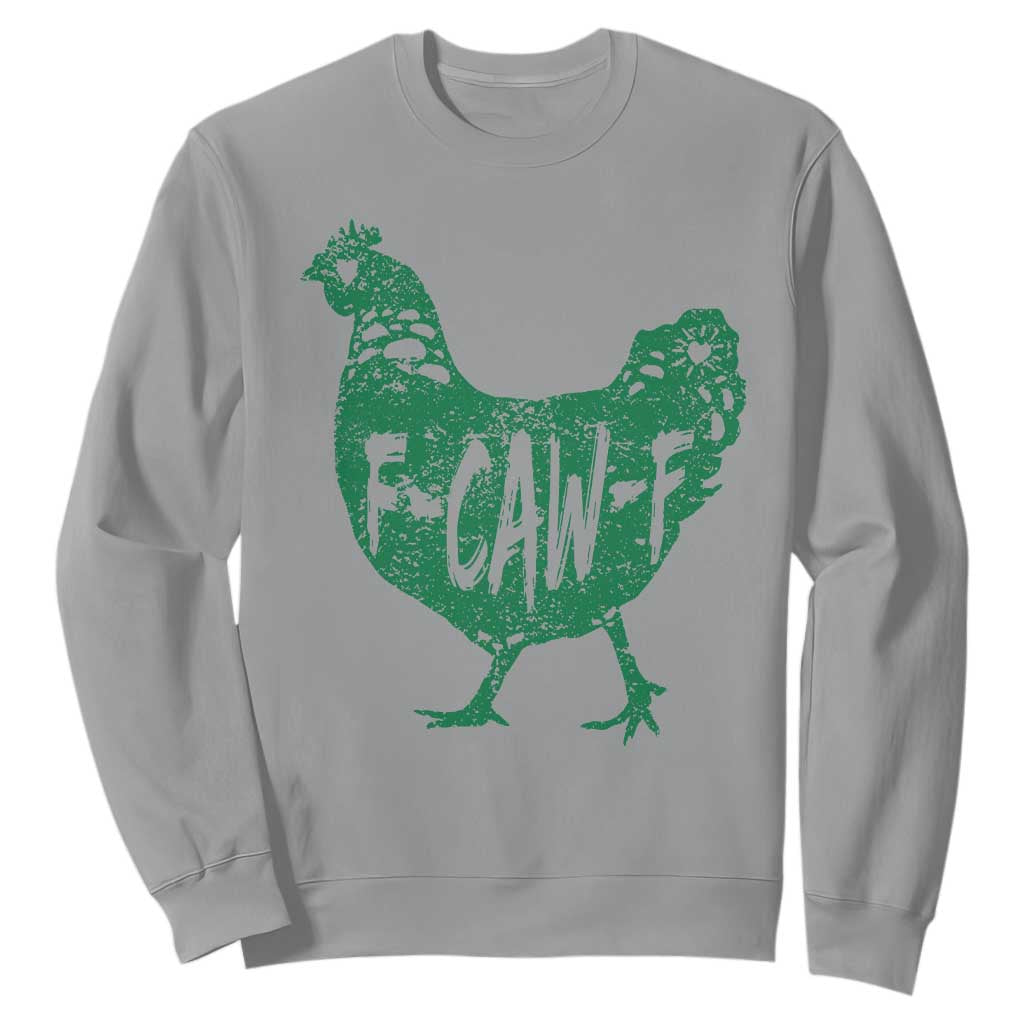 F Caw F Lucky Chicken Sweatshirt Funny St Patricks Day TS14 Sport Gray Print Your Wear