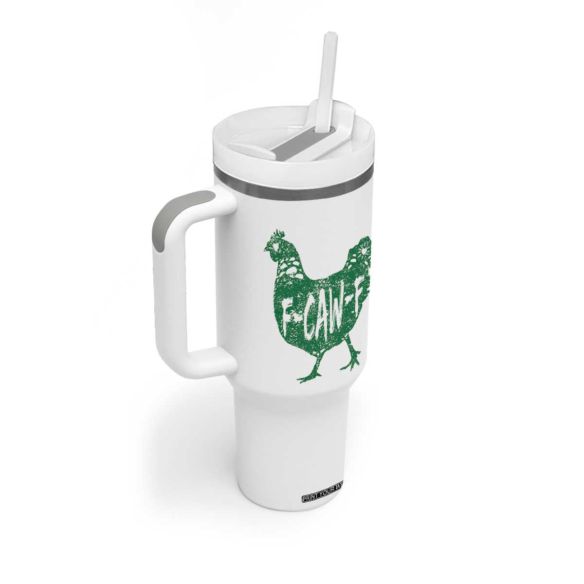 F Caw F Lucky Chicken Tumbler With Handle Funny St Patricks Day TS14 Print Your Wear