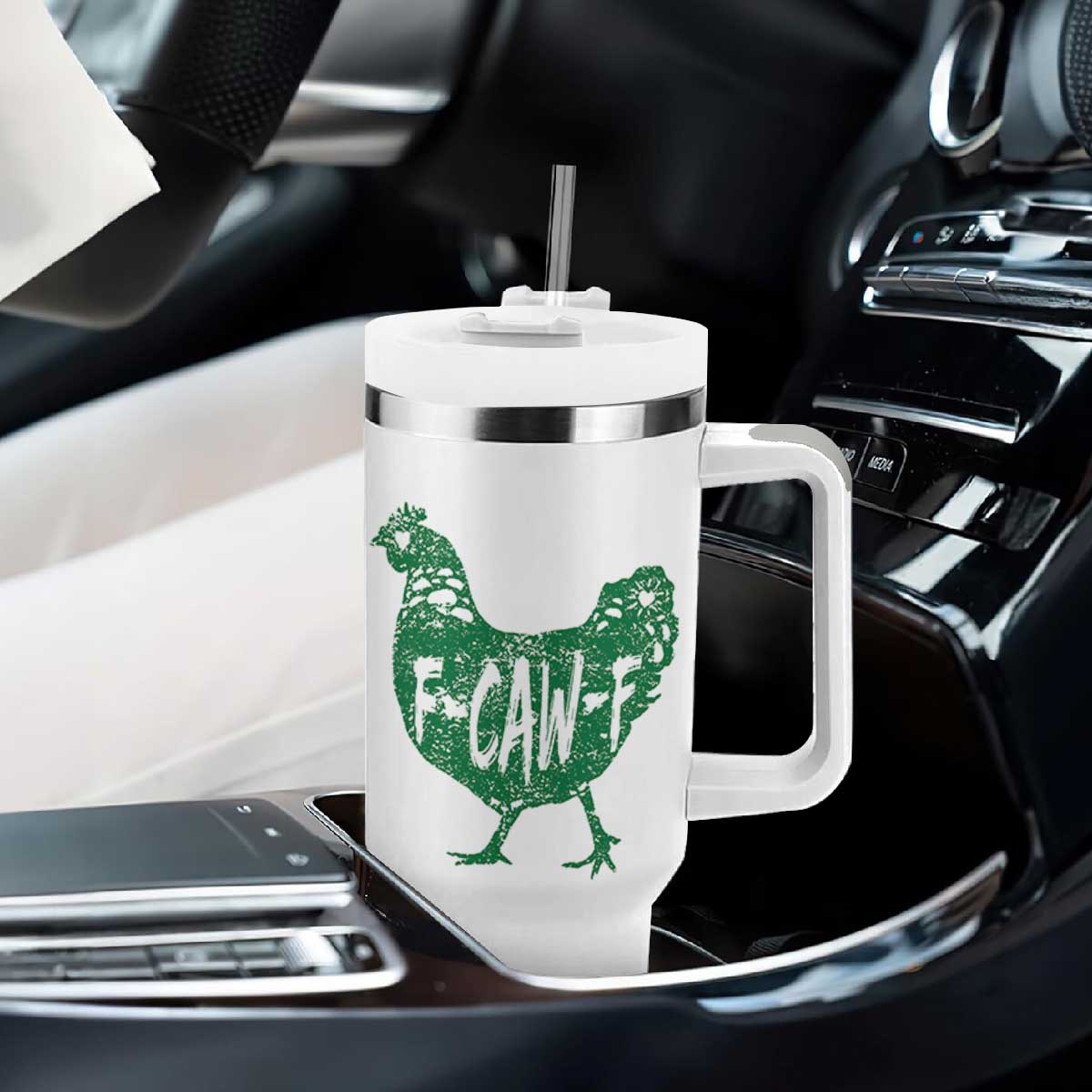 F Caw F Lucky Chicken Tumbler With Handle Funny St Patricks Day TS14 Print Your Wear