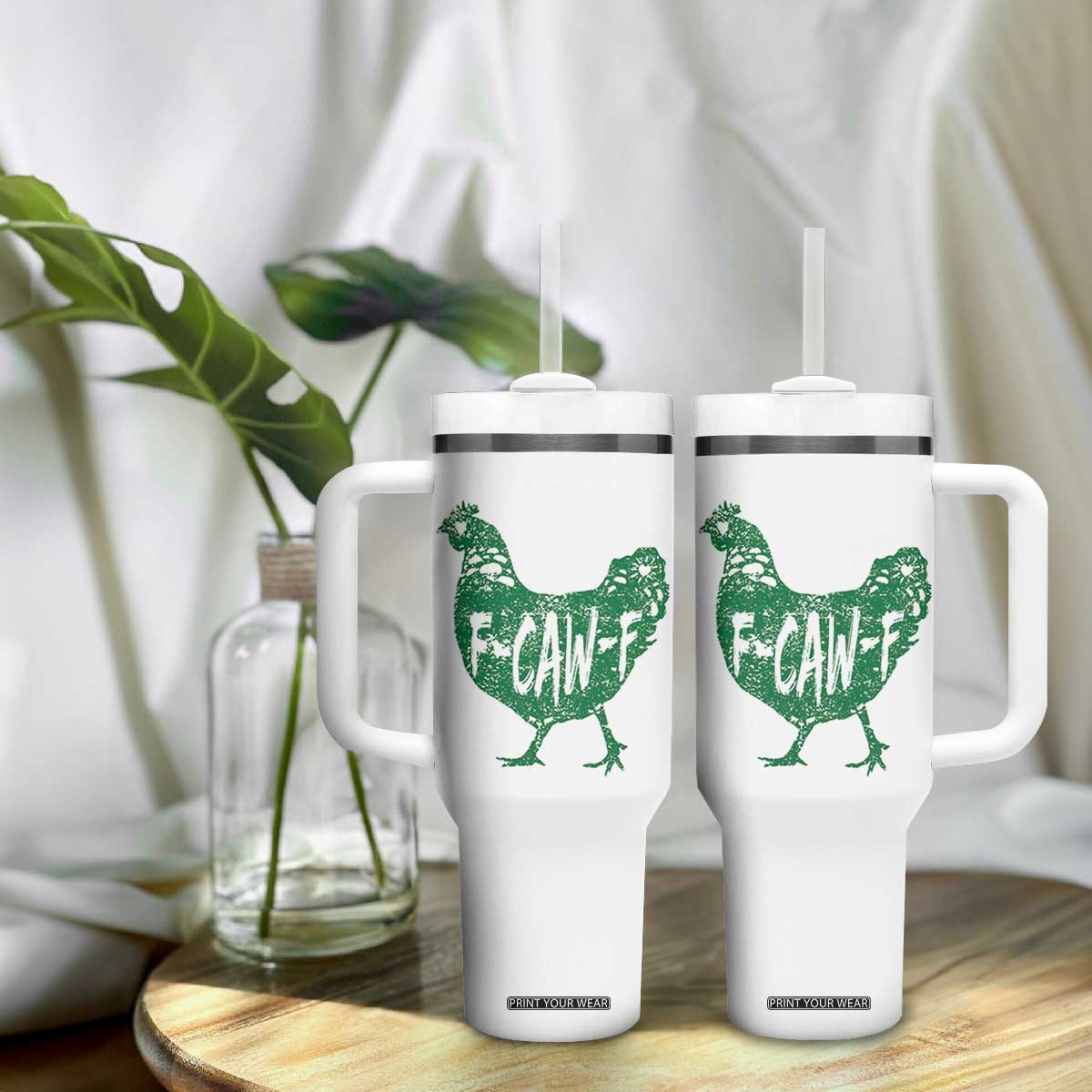 F Caw F Lucky Chicken Tumbler With Handle Funny St Patricks Day TS14 Print Your Wear