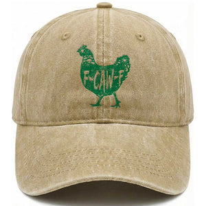 F Caw F Lucky Chicken Washed Cotton Baseball Cap Funny St Patricks Day TS14 Washed Cap Universal Fit Khaki Print Your Wear