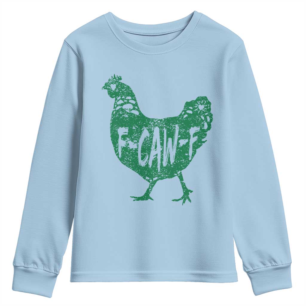 F Caw F Lucky Chicken Youth Sweatshirt Funny St Patricks Day TS14 Light Blue Print Your Wear