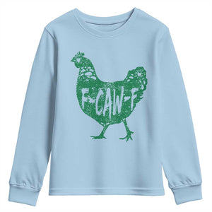 F Caw F Lucky Chicken Youth Sweatshirt Funny St Patricks Day TS14 Light Blue Print Your Wear