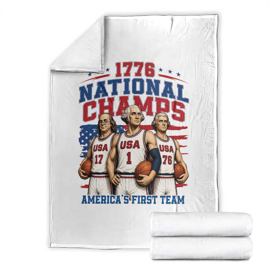 1776 National Champs Throw Blanket Patriotic Founding Fathers Basketball Undefeated America TS14 White Print Your Wear