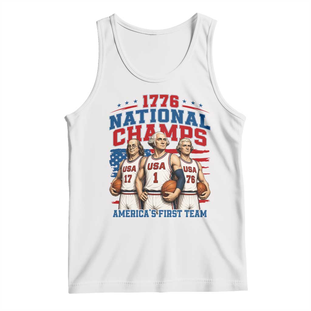 1776 National Champs Tank Top Patriotic Founding Fathers Basketball Undefeated America TS14 White Print Your Wear