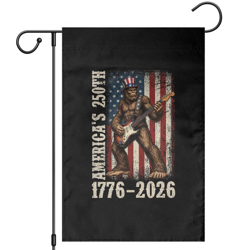 250 Years America Anniversary Garden Flag Patriotic Bigfoot Playing Guitar 4th Of July TS14 Black Print Your Wear