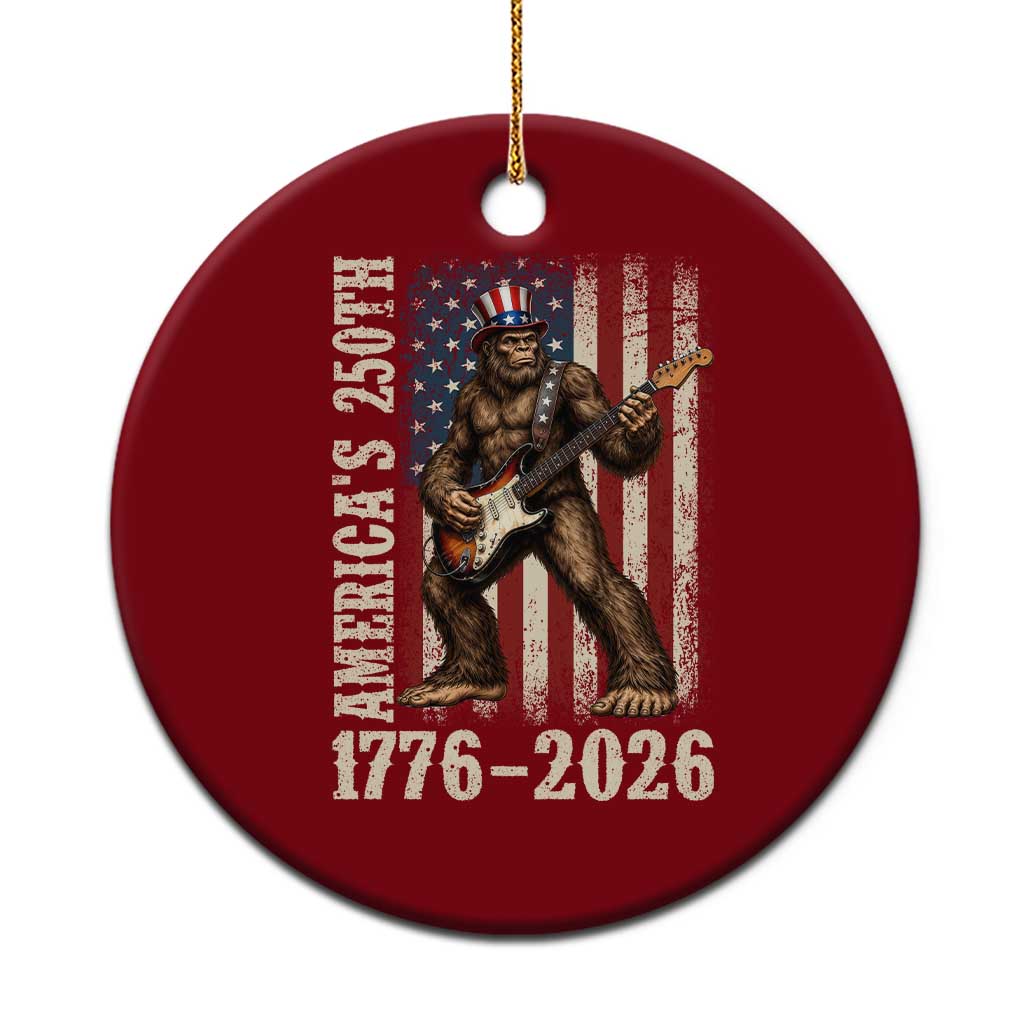 250 Years America Anniversary Ceramic Ornament Patriotic Bigfoot Playing Guitar 4th Of July TS14 1pc Red Print Your Wear