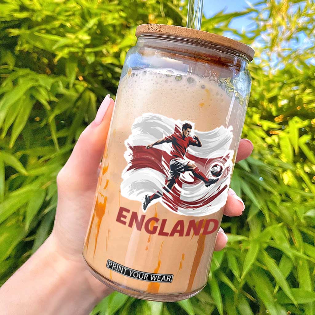 England Soccer Fan English Flag Glass Can TS14 Black Print Your Wear